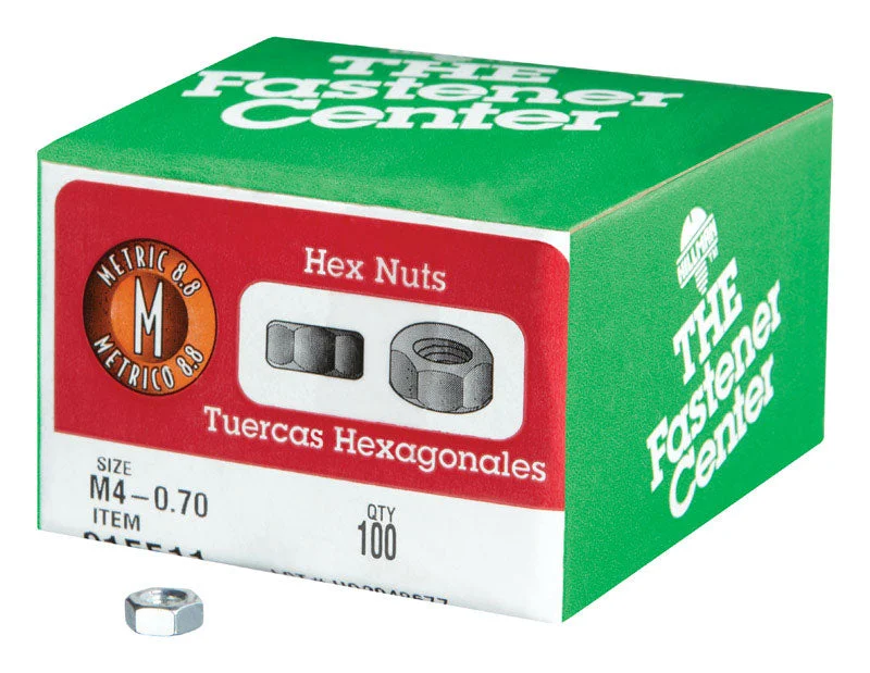 Nuts With Balanced Fit-Hillman M4-0.70 mm Zinc-Plated Steel Metric Hex Nut 100 pk