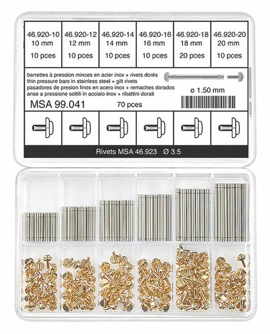 Screws With Local Supply-Horotec MSA 99.041 Assortment of Stainless Steel Press-in Bars Ø1.50mm (Total 70 Pieces)