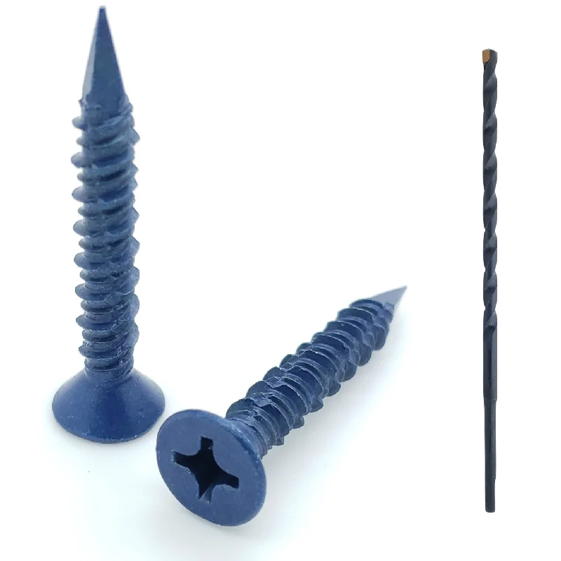 Screws With Rookie DIYers-100 Qty 1/4" x 1-3/4" Flat Head Phillips Diamond Tip Concrete Screws To Anchor Masonry, Block & Brick (BCP493)