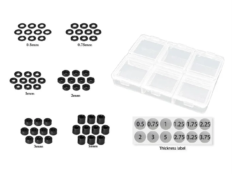 Washers With Twitter Trends-MR33 Aluminum 3mm Shim Set 0.5,0.75,1,2,3,5mm Each 10pcs. (60) Black  MR33-AS-SET-BK