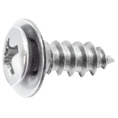 Washers With Corrosion Protection-Auveco # 23834 Phillips Oval Head Sems Flush Washer Tapping Screw #8 X 1/2" - Chrome. Qty 100.