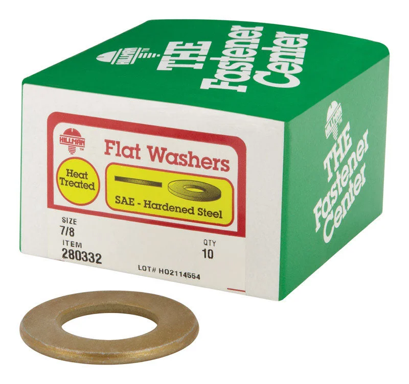 Washers With Friend Projects-Hillman Yellow Dichromate Steel 7/8 in. SAE Flat Washer 10 pk