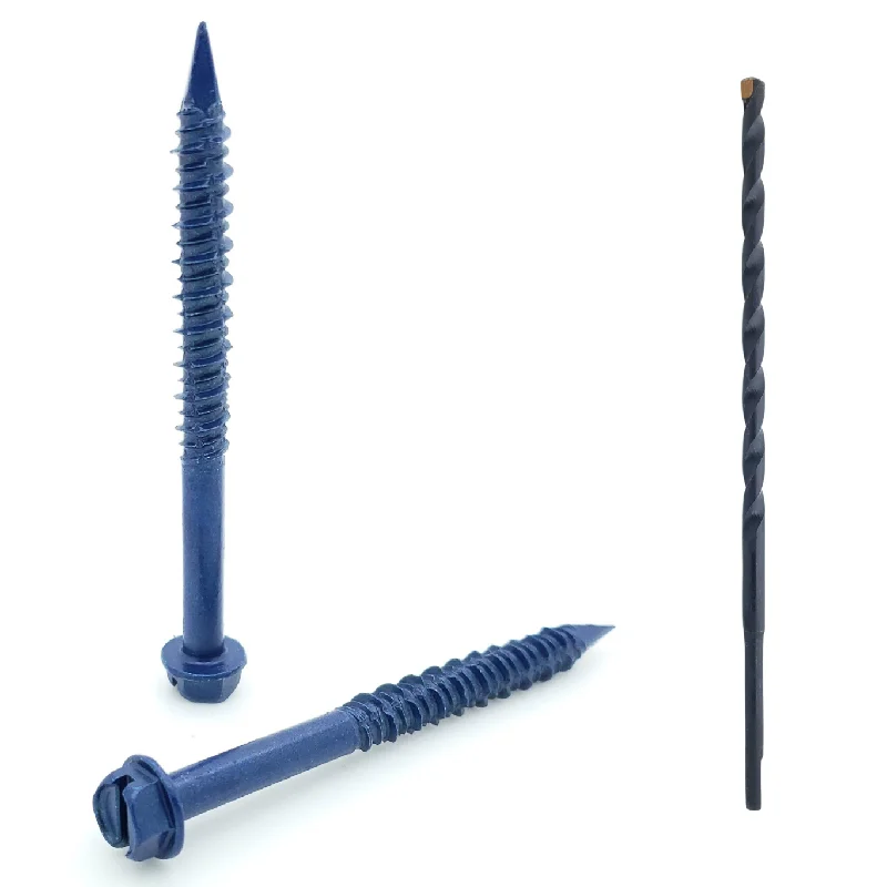 Screws For Secure Fit-100 Qty 1/4" x 2-3/4" Hex Head Diamond Tip Concrete Screws To Anchor Masonry, Block & Brick (BCP501)