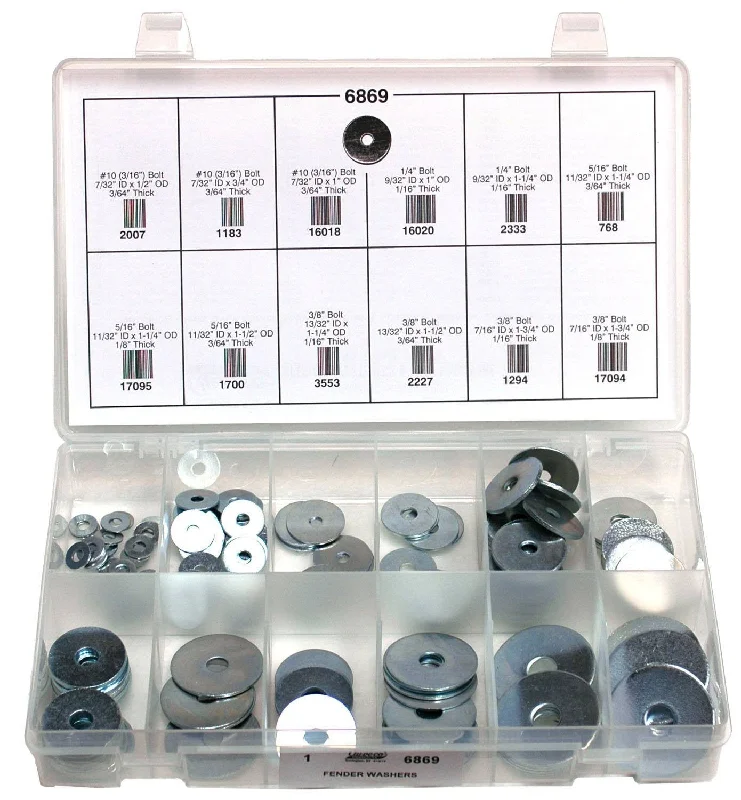 Washers With Rookie DIYers-Auveco # 6869 Fender Washers Quick-Select Kit. Assortment. Qty 1.