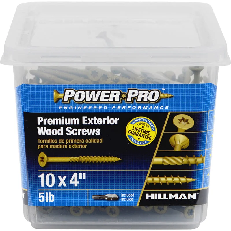 Screws Under 10 Dollars-HILLMAN Power Pro No. 10 in. X 4 in. L Bronze Star Flat Head Premium Deck Screws 5 lb 248 pk