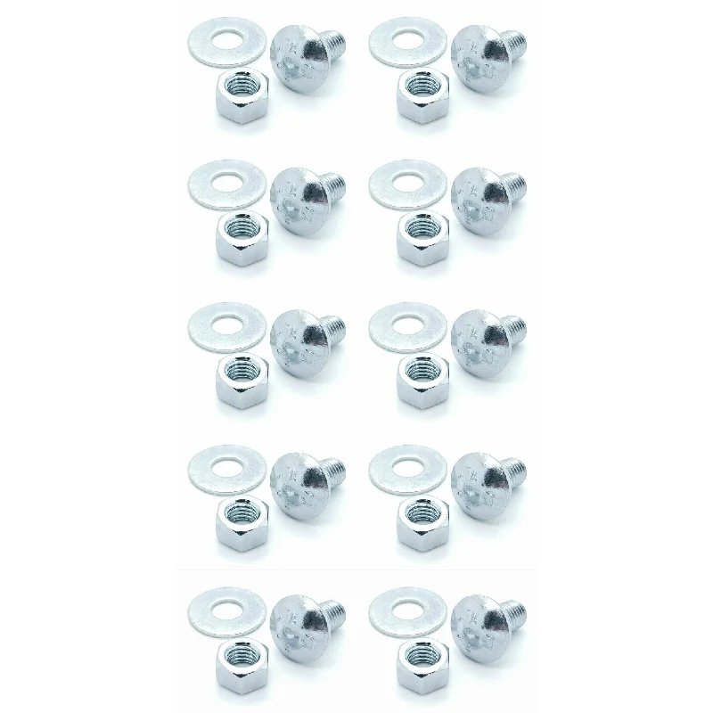 Washers With Fast Setup-Ten (10) 1/2-13 x 1" Long Carriage Bolts Set w/ Nuts & Washers (BCP341)