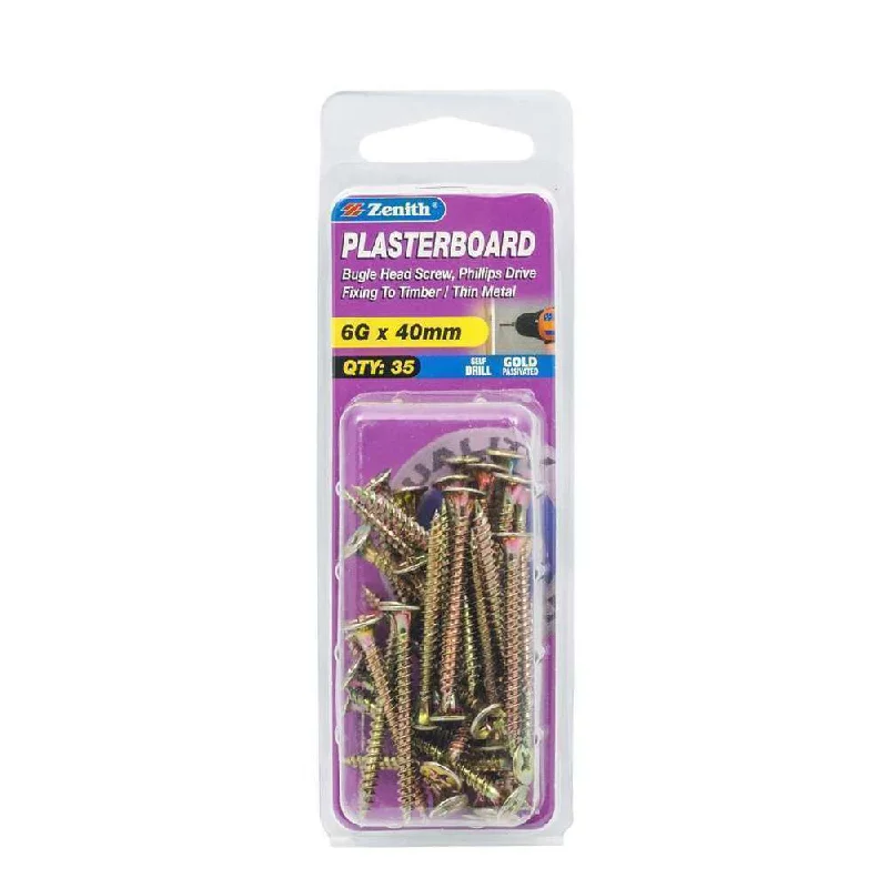 Screws For Casual Use-Zenith Plasterboard Screw Bugle 6G x 40mm (35pk)