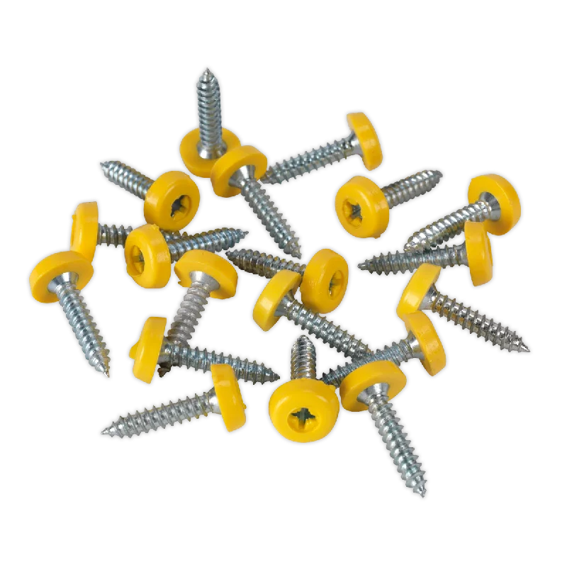 Screws With Corrosion Proofing-Sealey Numberplate Screw Plastic Enclosed Head 4.8 x 24mm Yellow Pack of 50