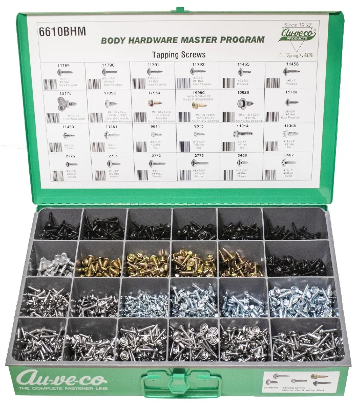 Washers With High Durability-Auveco # 6610BHM BHM Assortment Chrome And Black SEMS And Hex Washer Head Tapping Screws. Qty 1.