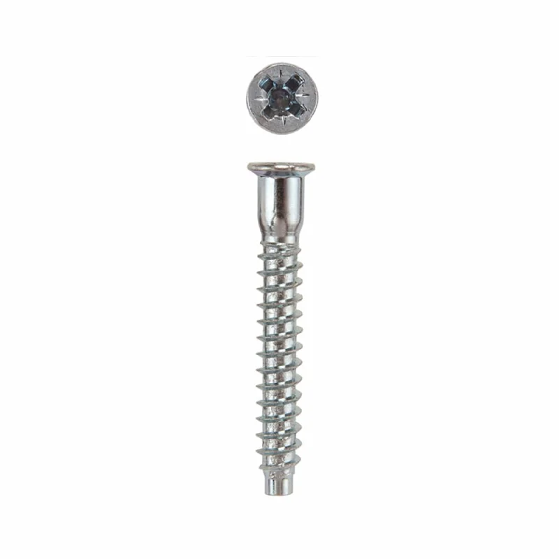 Screws With Weather Resistance-Confirmat Cabinet Connector Screws - Pozi-Drive - Flat Head - Zinc - 100 Piece