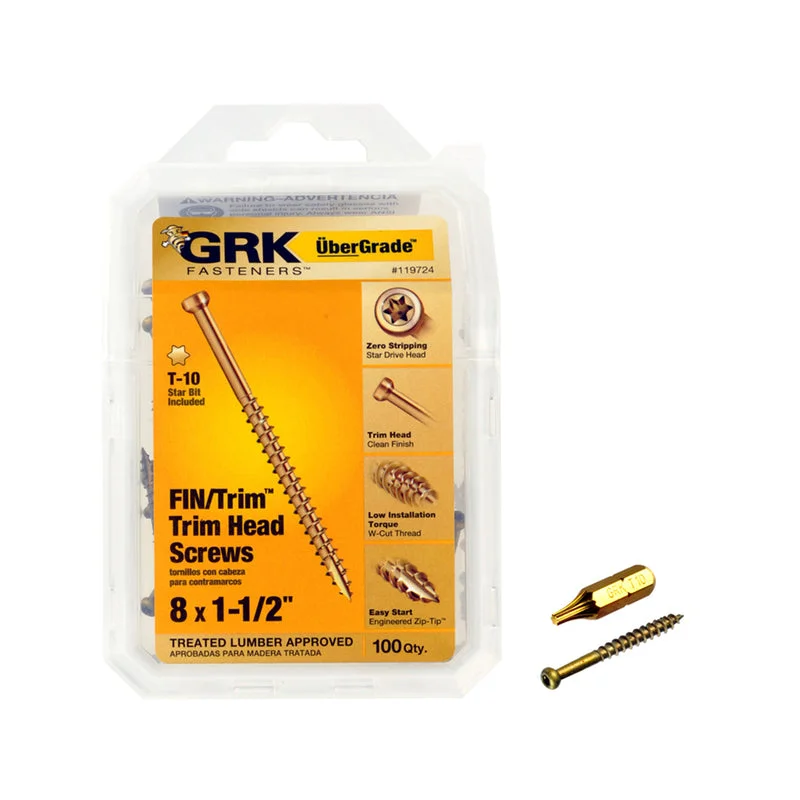 Screws With Tight Hold-GRK Fasteners UberGrade No. 8  x 1-1/2 in. L Star Screws 100 pk