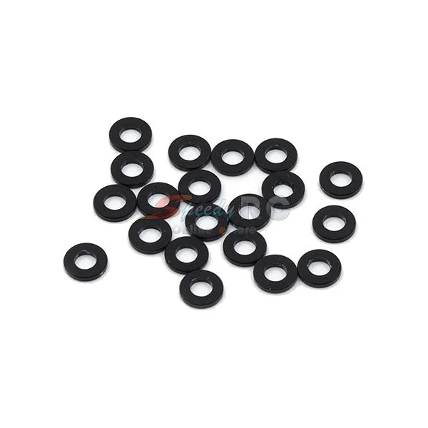 Washers For Regional Builds-Yeah Racing Aluminum M3 Flat Washer 1mm 20pcs Black YA-0393BK