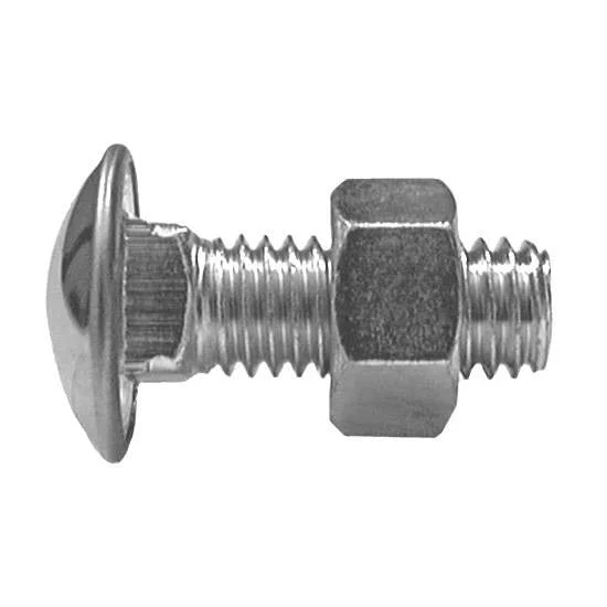 Nuts With Coastal Durability-Auveco # 3099 7/16"-14 X 1-1/4" Stainless Steel Capped Round Head Bumper Bolts With Hex Nuts. Qty 10.