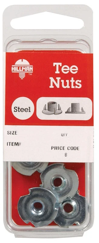 Nuts For Winter Repairs-Hillman 1/4 in. Zinc-Plated Steel SAE Tee Nut 4 pk (Pack of 10)