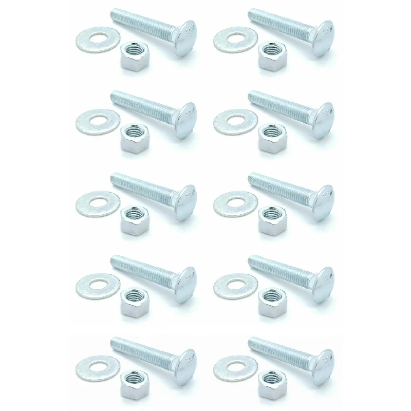 Washers For Local Hardware-Ten (10) 1/2-13 x 3" Long Carriage Bolts Set w/ Nuts & Washers (BCP349)